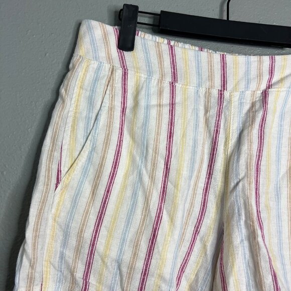 GAP Women's Linen Rayon Striped Pull On Shorts Pockets‎ Breathable Lightweight M - Picture 3 of 6